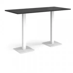 Brescia rectangular poseur table with flat square white bases 1800mm x 800mm – Black