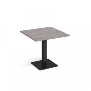 Brescia square dining table with flat square black base 800mm – grey oak