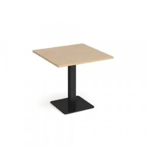 Brescia square dining table with flat square black base 800mm – Kendal oak