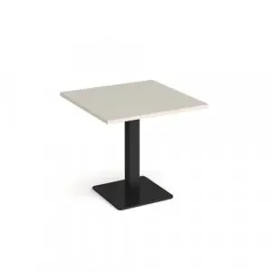 Brescia square dining table with flat square black base 800mm – Light Grey