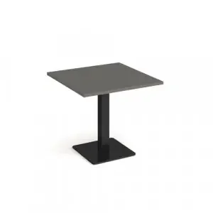 Brescia square dining table with flat square black base 800mm – Onyx Grey