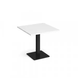 Brescia square dining table with flat square black base 800mm – white
