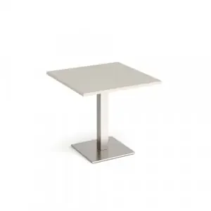 Brescia square dining table with flat square brushed steel base 800mm – Light Grey