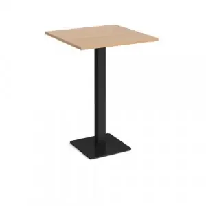 Brescia square poseur table with flat square black base 800mm – beech