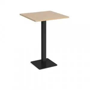 Brescia square poseur table with flat square black base 800mm – Kendal oak