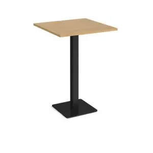 Brescia square poseur table with flat square black base 800mm – oak