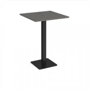 Brescia square poseur table with flat square black base 800mm – Onyx Grey