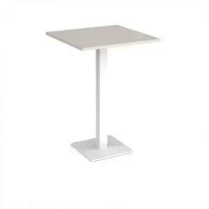 Brescia square poseur table with flat square white base 800mm – Light Grey