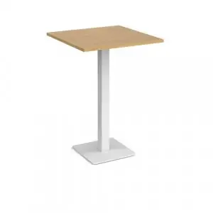 Brescia square poseur table with flat square white base 800mm – oak