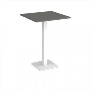 Brescia square poseur table with flat square white base 800mm – Onyx Grey+E911