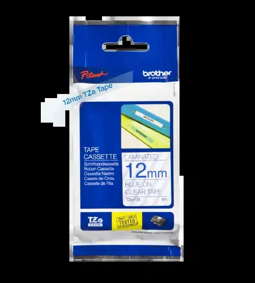 Brother Blue On Clear PTouch Ribbon 12mm x 8m – TZE133