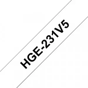 Brother HGE231V5 (12mm) Black On White Labeling Tape (Pack of 5) High Grade