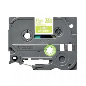 Brother TZEMQG35 White on Lime Green 5M x 12mm Matt Tape