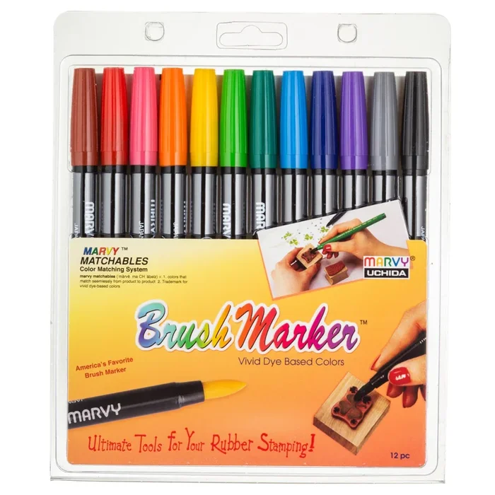 BRUSH MARKER – 12 PIECE PRIMARY SET A