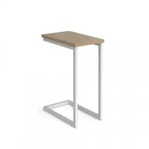 Buddy laptop table with white frame and oblong top – Kendal oak