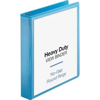 Business Source Heavy Duty 1.5″ View Binder 350 Sheet Cap Round Ring Light Blue