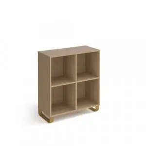 Cairo cube storage unit 950mm high with 4 open boxes and sleigh frame legs – oak