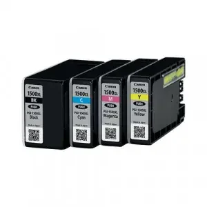 Canon No.1500 Inkjet Cartridge High Capacity Black/Cyan/Magenta/Yellow Value Pack PGI1500XL 9182B004