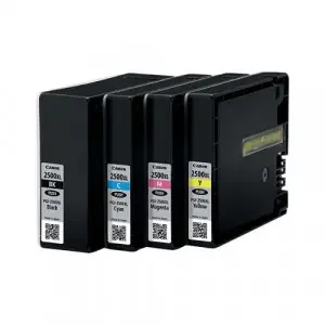 Canon No.2500 Inkjet Cartridge High Capacity Black/Cyan/Magenta/Yellow Value Pack PGI2500XL 9254B004
