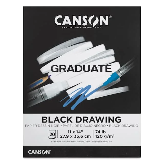 Canson Graduate Black Drawing Pad – 11″ x 14″, 20 Sheets