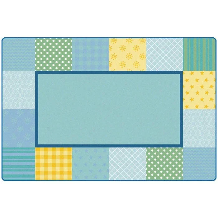 Carpets for Kids KIDSoft Pattern Blocks Carpet, 6 x 9 Feet, Rectangle, Soft Colors, Blue