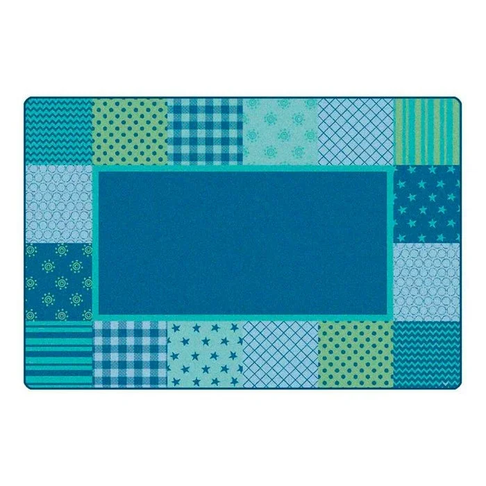 Carpets For Kids KIDSoft Pattern Blocks Carpet, 8 x 12 Feet, Blue, Rectangle
