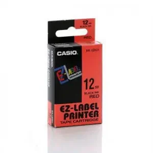Casio XR-12RD Black on Red 12mm Tape