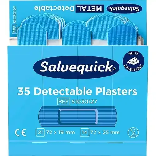 Cederroth Salvequick Pilferproof Metal Detectable Blue Plasters Refill (Pack 210) – CD7