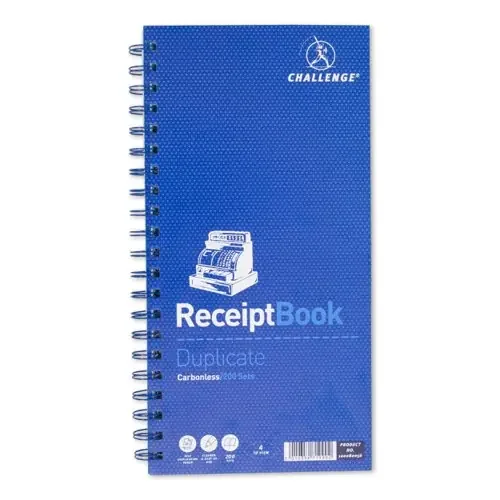 Challenge 280x141mm Duplicate Receipt Book Carbonless Wirebound 200 Sets – 100080056