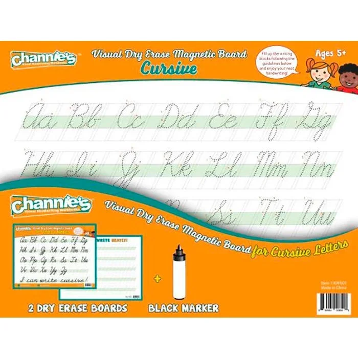 Channie’s Visual Dry Erase Cursive Magnetic Board, 2 Pack