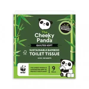 Cheeky Panda Sustainable Bamboo Quilted Toilet Tissue 4-Ply 155 Sheets Per Roll x9 (Pack of 5) QUILT