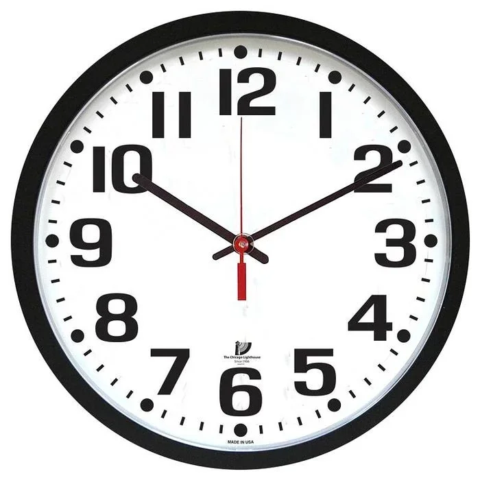 Chicago Lighthouse Contemporary Clock, 16-1/2 Inches, Black