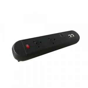 Chroma clip-on power module 2 x UK sockets, 1 x twin USB fast charge, 2 x RJ45 sockets – black