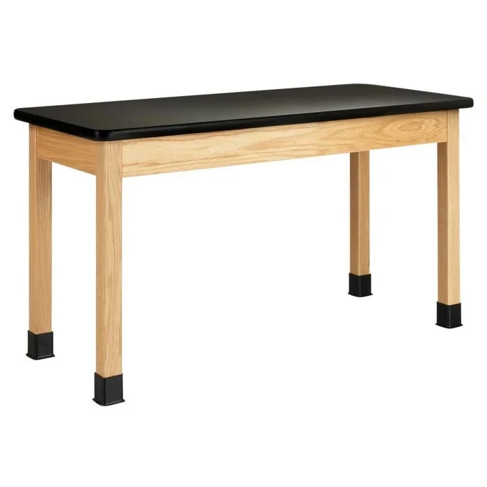 Classroom Select Science Table, ChemGuard Top, 48 x 24 x 36 Inches, Oak, Black