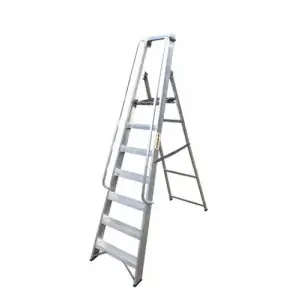 Climb-It Aluminium Swingback Stepladder; 7 Tread with Handrails; 150kg; Silver