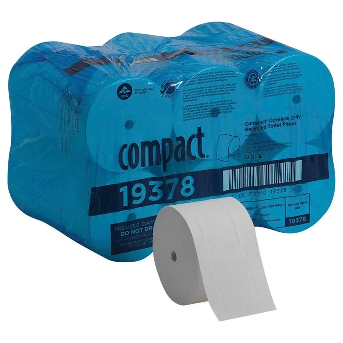 Compact Coreless Toilet Paper, Pack of 18