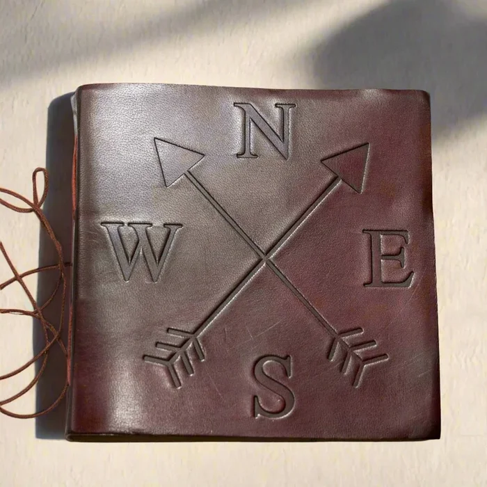 Compass 7×7 Artist Handmade Leather Journal