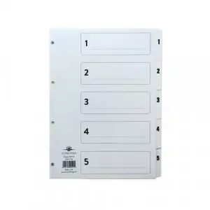 Concord Classic Index 1-5 A4 White Board With Clear Mylar Tabs 00501/CS5
