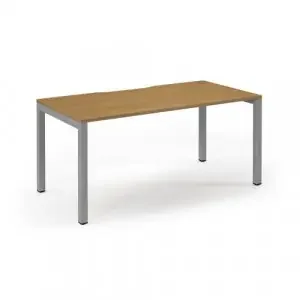 Connex Scalloped 1600 x 800 x 725mm Single Desk – Silver Frame / Oak Top