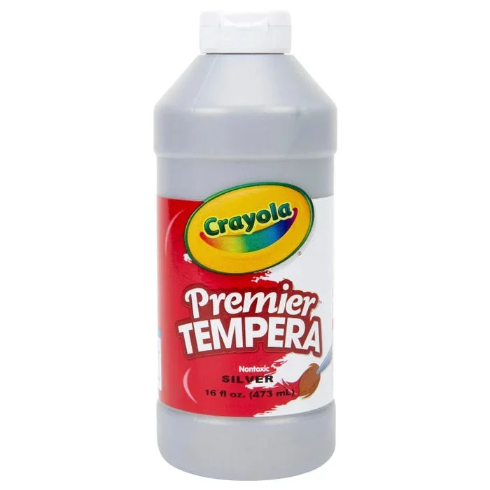 Crayola Premier Tempera Paint, 1 Pint Bottle, Metallic Silver