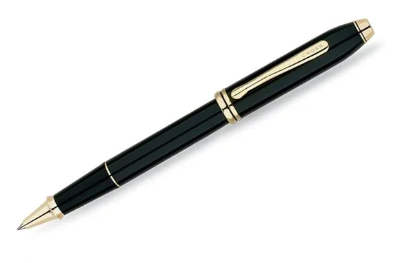 Cross Townsend Black Lacquer 23K Gold Plated Rollerball Pen