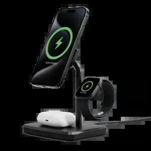 Cygnett ChargeBase 3-in-1 Qi 2 Magnetic Black Wireless Charger