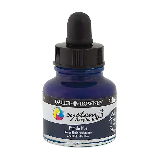 Daler-Rowney System3 Acrylic Ink – Phthalo Blue, 1 oz
