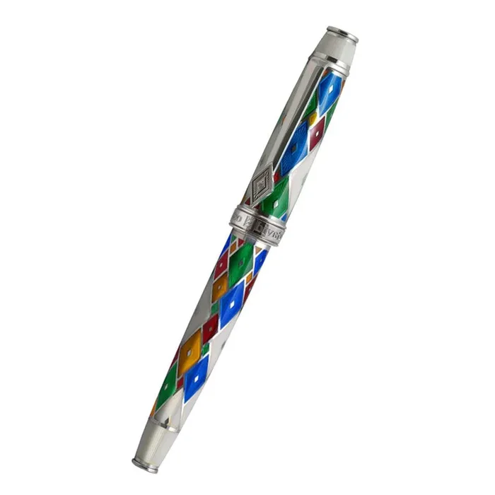 David Oscarson Harlequin Rollerball Pen – Opalescent White/Pearl