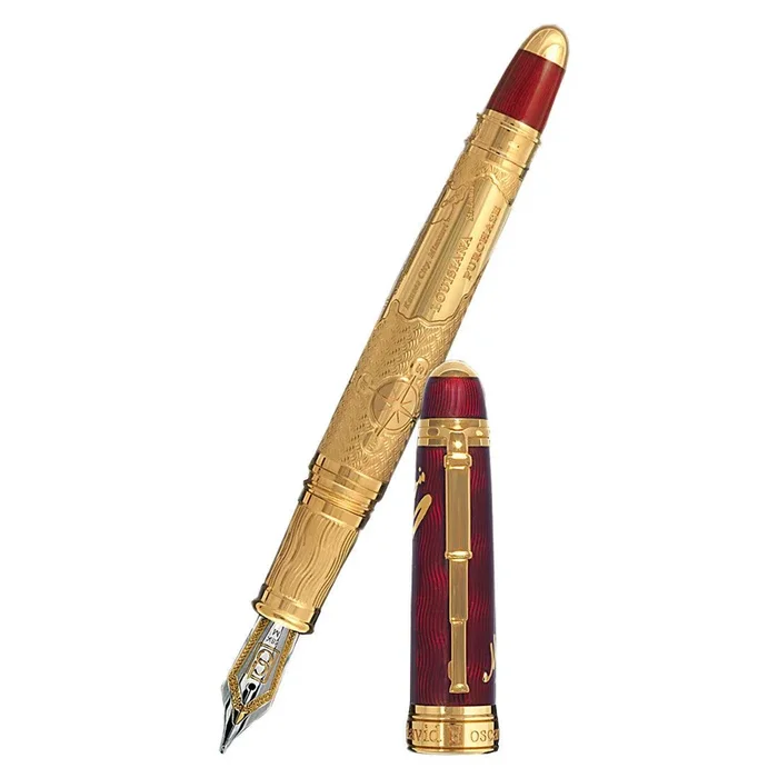 David Oscarson Meriwether Lewis Fountain Pen – Ruby Red Gold Vermeil
