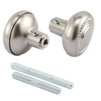 Defender Security Colonial Door Knobs, 1/4 In., Wrought Steel, Satin Nickel
