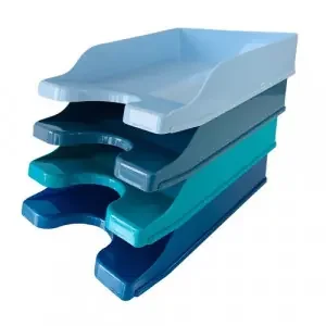 Deflecto Cool Breeze A4 Continental Letter Trays Deep Blue and Aqua (Pack 4) – CP130YTCB