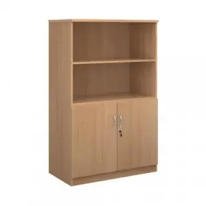 Deluxe combination unit with open top 1600mm high with 3 shelves – beech