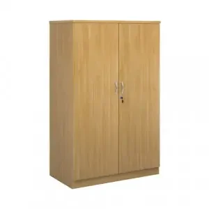Deluxe double door cupboard 1600mm high with 3 shelves – oak