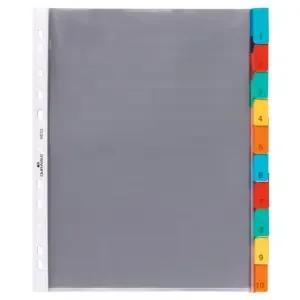 Durable 10 Part Replacable Tab Numbered Colour Coded Punched Index Divider – A4